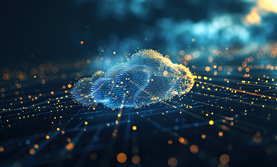 Digital image of cloud with points of light representing data